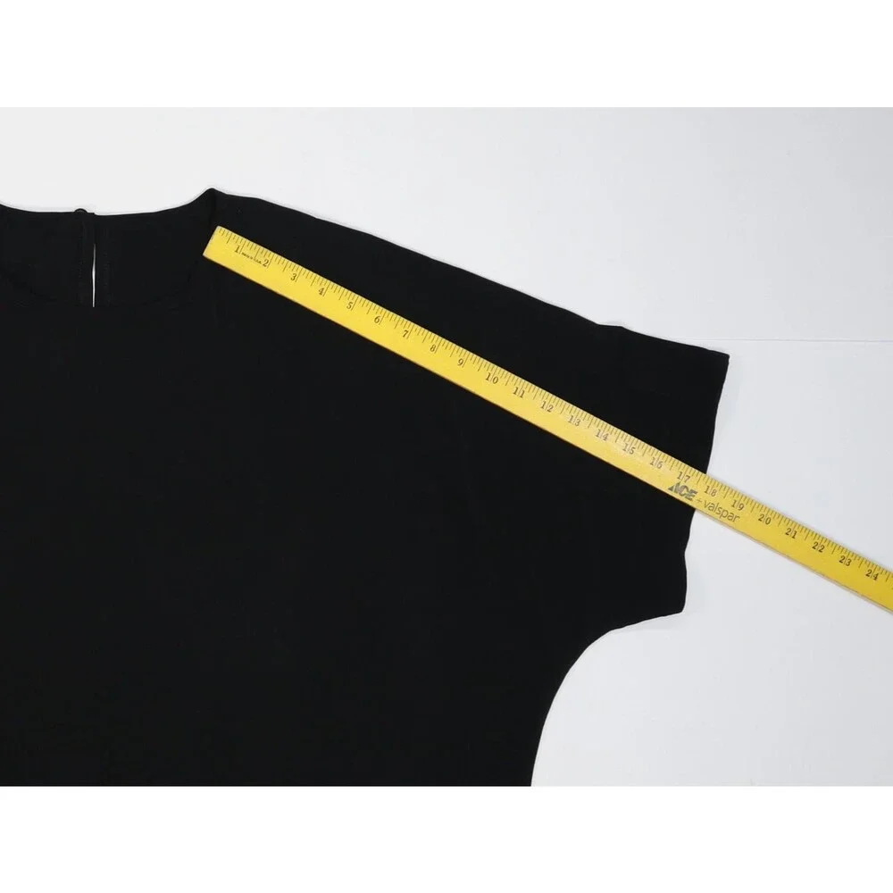 Tilley Silk Blouse Womens Plus 3XL Black Round Neck Dolman Sleeve Microfiber - Picture 3 of 10